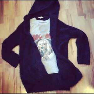 Lovestitch Black Fuzzy Cardigan
